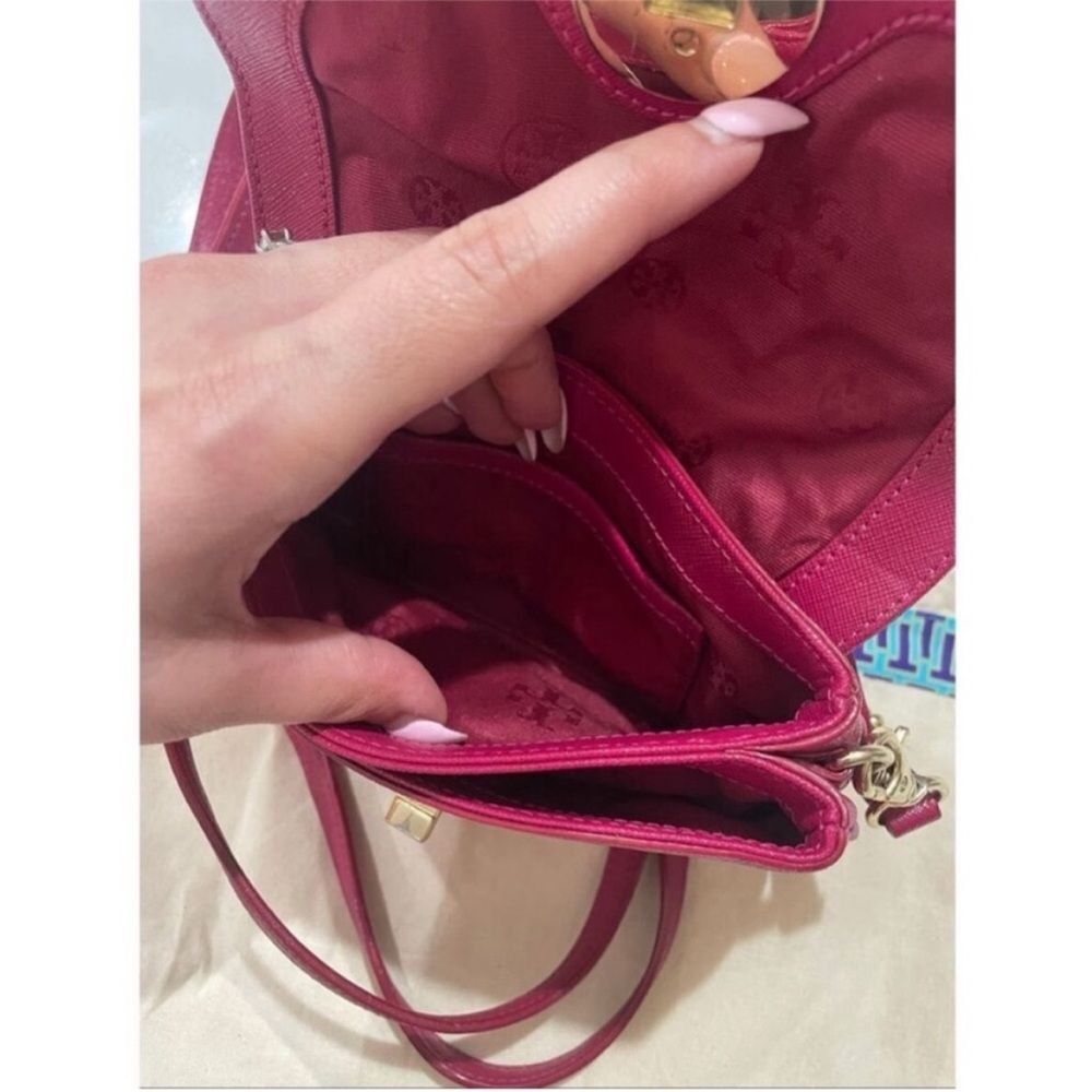 Tory Burch Robinson Mini Saffiano Leather Crossbody Wallet Bag Raspberry Pink - Picture 7 of 10
